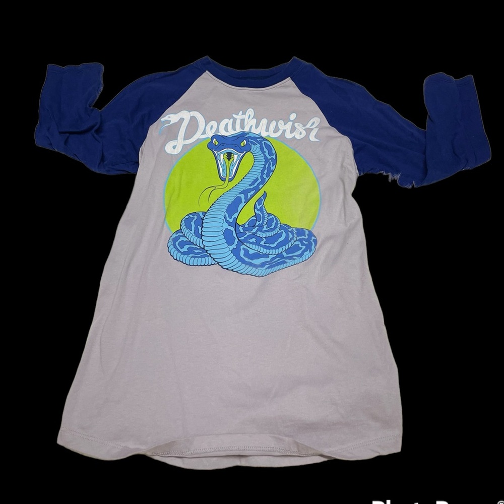 EUC, Death Wish 🐍 graphic tee, 3/4 sleeve, mens size S